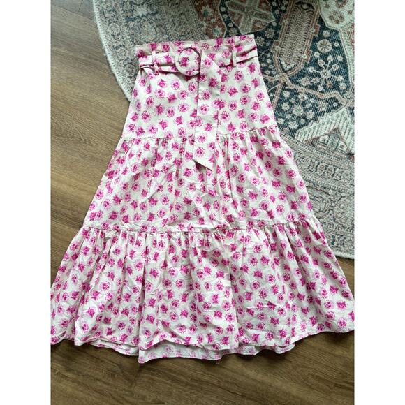 Zara Floral Belted Tiered Midi Maxi Skirt - Picture 2 of 7